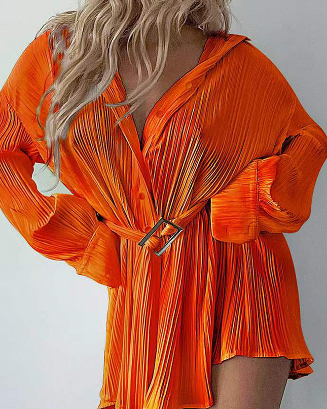 Nova | Pleated Mini Shirt Dress