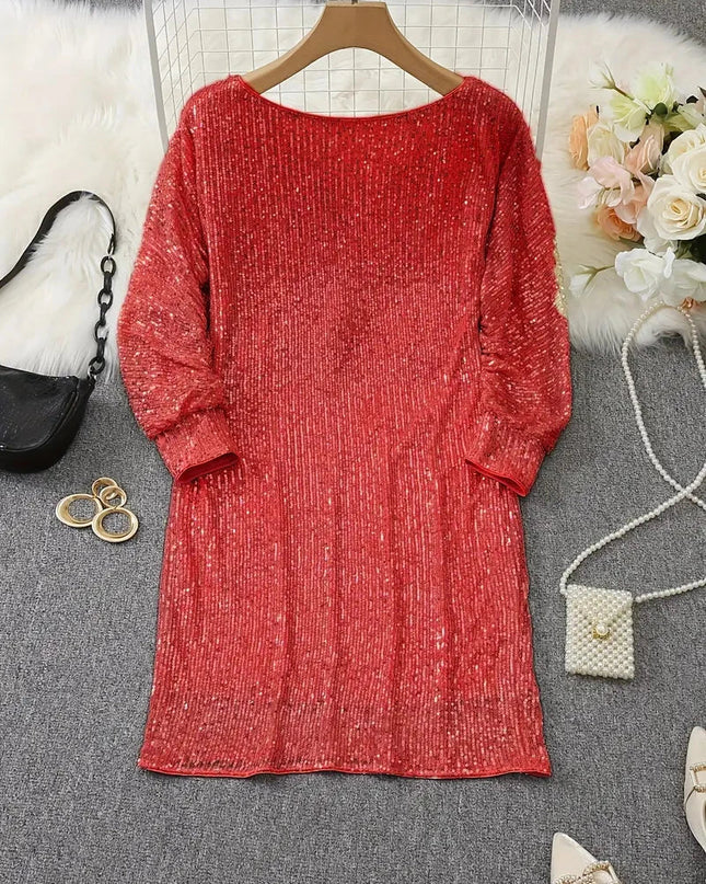 Nova | Sequin Dress Knee-Length Elegant