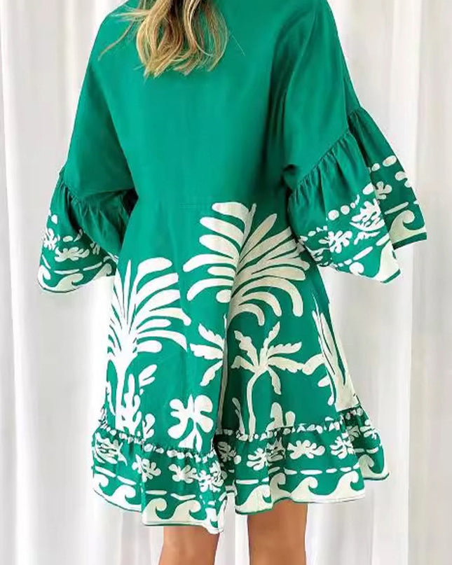 Nova | V-Neck A-Line Dress Boho Print
