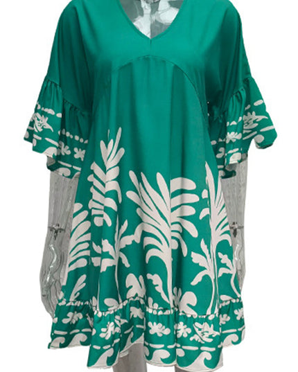 Nova | V-Neck A-Line Dress Boho Print