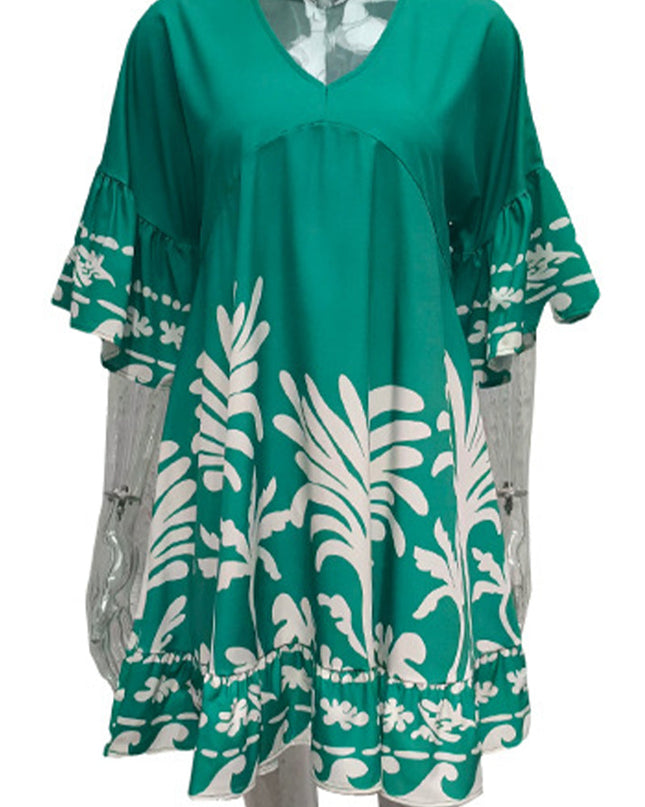 Nova | V-Neck A-Line Dress Boho Print