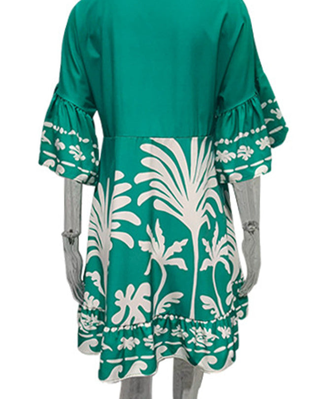 Nova | V-Neck A-Line Dress Boho Print