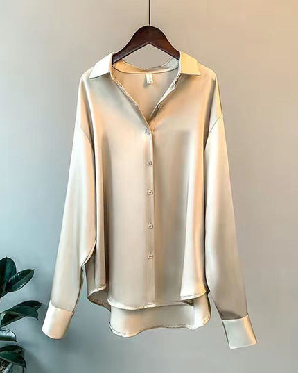 Taylor | Women’s Loose Fit Button Down Satin Blouses