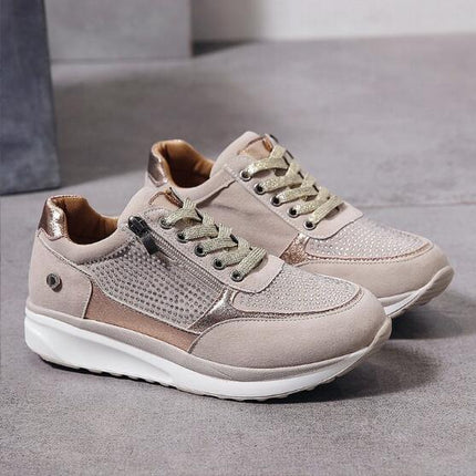 Selene | Women's Casual Wedge Sneakers with Lace-Up and Side Zip Design