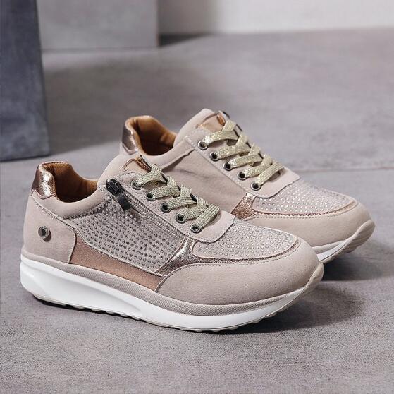 Selene | Women's Casual Wedge Sneakers with Lace-Up and Side Zip Design