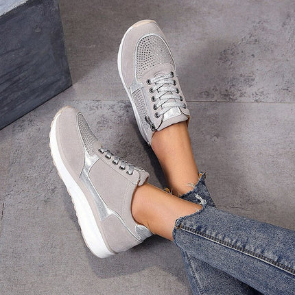 Selene | Women's Casual Wedge Sneakers with Lace-Up and Side Zip Design