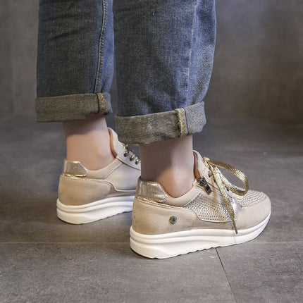 Selene | Women's Casual Wedge Sneakers with Lace-Up and Side Zip Design