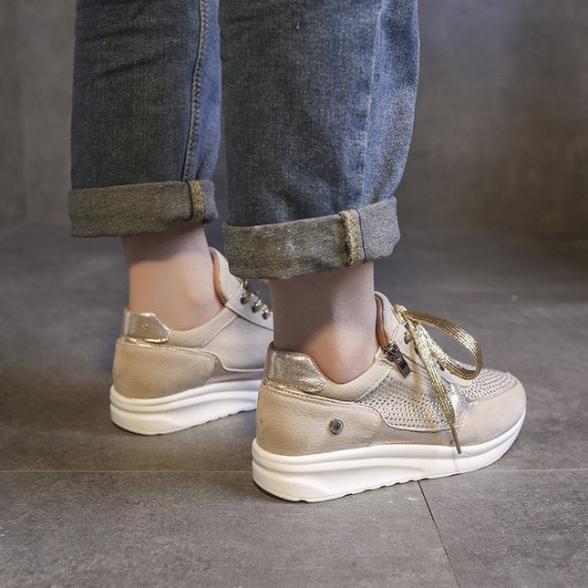 Selene | Women's Casual Wedge Sneakers with Lace-Up and Side Zip Design