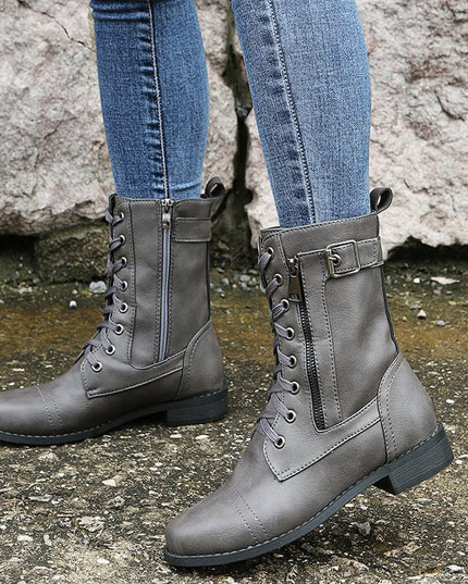 Rebecca | Women's Side-Zip Combat Boots