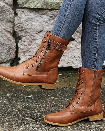Rebecca | Women's Side-Zip Combat Boots