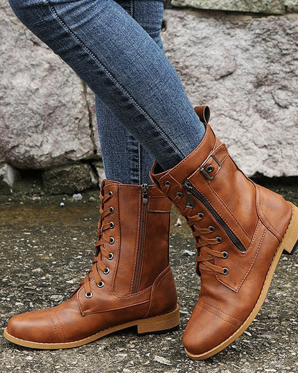 Rebecca | Women's Side-Zip Combat Boots
