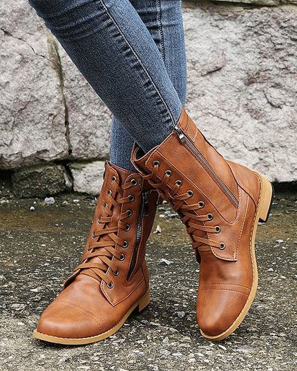 Rebecca | Women's Side-Zip Combat Boots