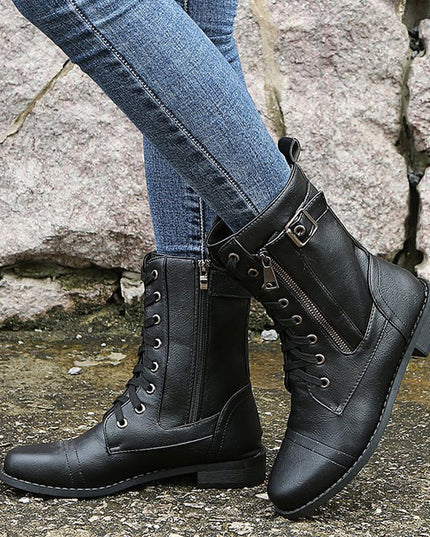 Rebecca | Women's Side-Zip Combat Boots
