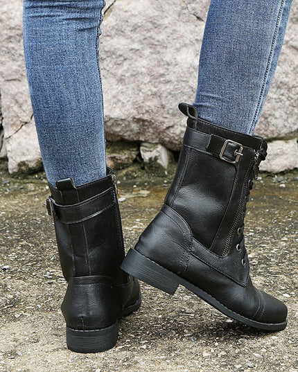 Rebecca | Women's Side-Zip Combat Boots