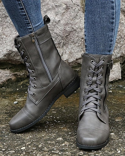 Rebecca | Women's Side-Zip Combat Boots