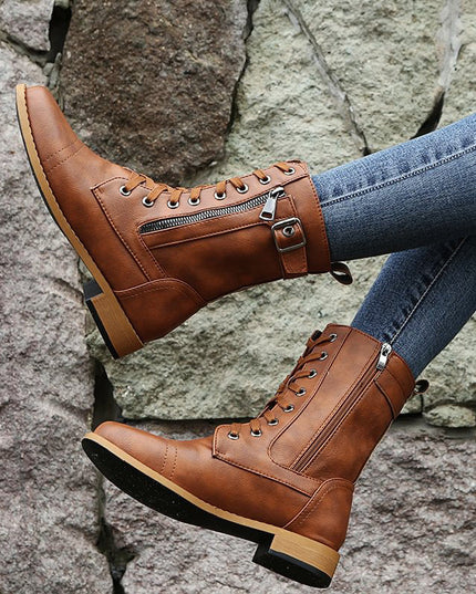 Rebecca | Women's Side-Zip Combat Boots