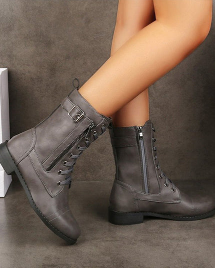 Rebecca | Women's Side-Zip Combat Boots