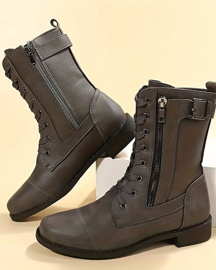 Rebecca | Women's Side-Zip Combat Boots