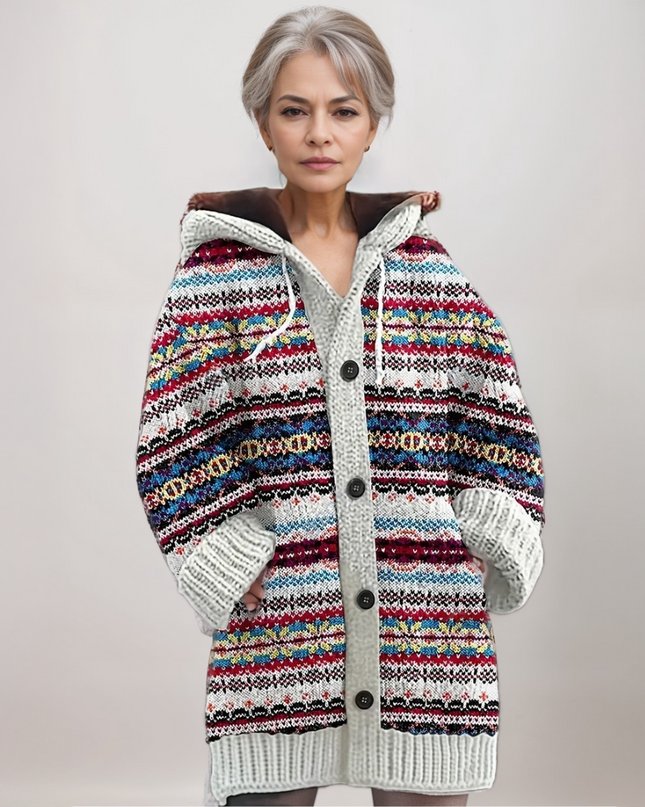 Lily | Women Fair Isle Hooded Knit Cardigan