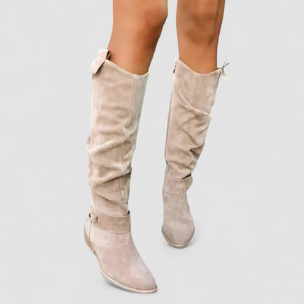 Lola | Women's Slouch Knee-High Boots with Low Block Heel