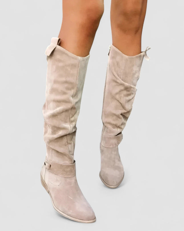 Lola | Women's Slouch Knee-High Boots with Low Block Heel