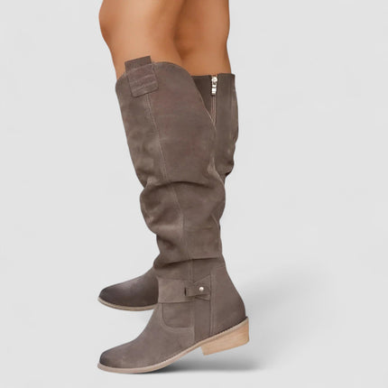 Lola | Women's Slouch Knee-High Boots with Low Block Heel