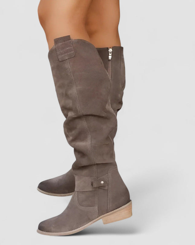 Lola | Women's Slouch Knee-High Boots with Low Block Heel