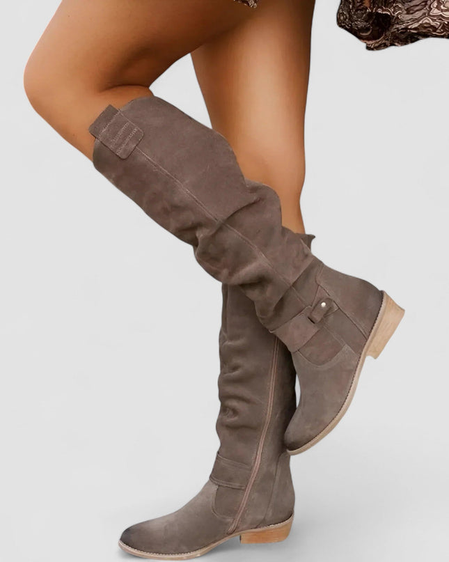 Lola | Women's Slouch Knee-High Boots with Low Block Heel