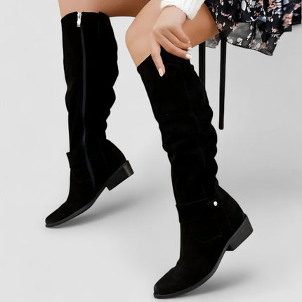 Lola | Women's Slouch Knee-High Boots with Low Block Heel