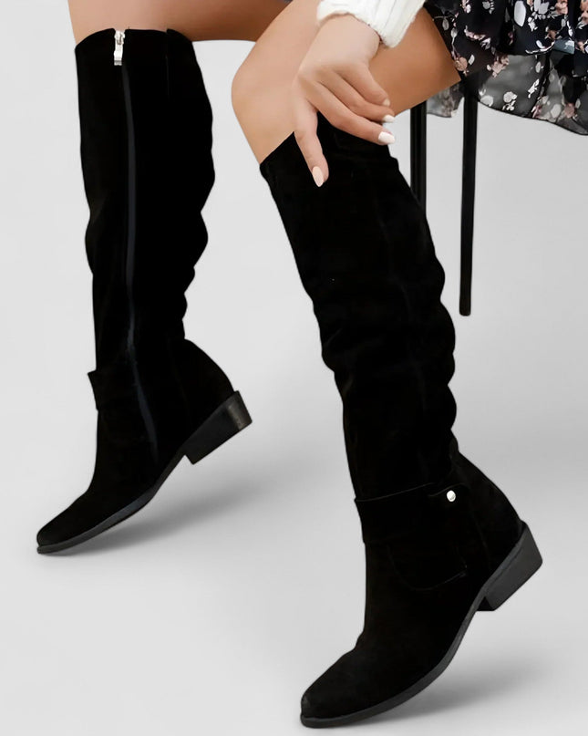 Lola | Women's Slouch Knee-High Boots with Low Block Heel