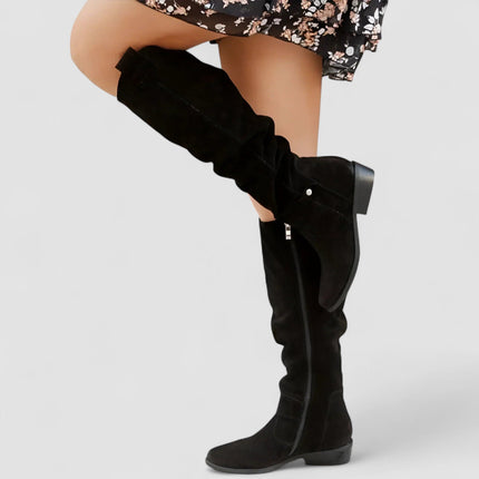 Lola | Women's Slouch Knee-High Boots with Low Block Heel