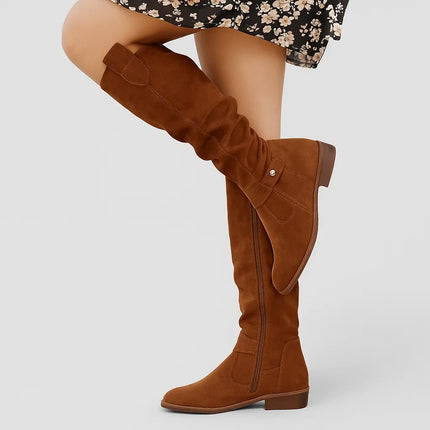 Lola | Women's Slouch Knee-High Boots with Low Block Heel