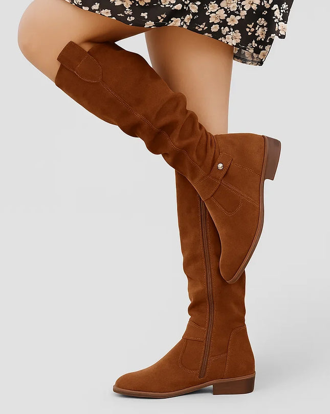 Lola | Women's Slouch Knee-High Boots with Low Block Heel