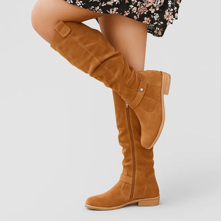 Lola | Women's Slouch Knee-High Boots with Low Block Heel