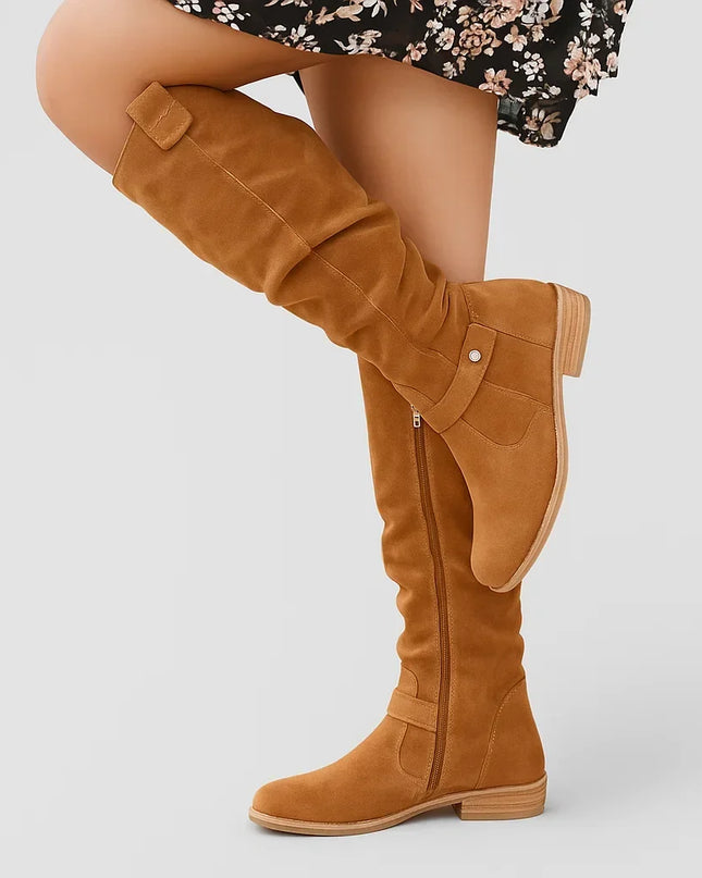 Lola | Women's Slouch Knee-High Boots with Low Block Heel